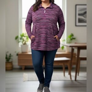 Talbots  Quarter-Zip sporty pullover striped pattern size 3X